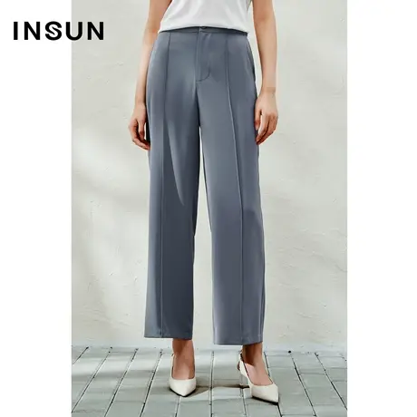 INSUN恩裳专选夏季高腰显高显瘦直筒休闲裤商品大图