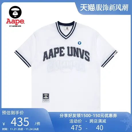 Aape旗舰店男装春夏字母猿颜图案尖领少年感宽松短袖T恤1349XXK图片