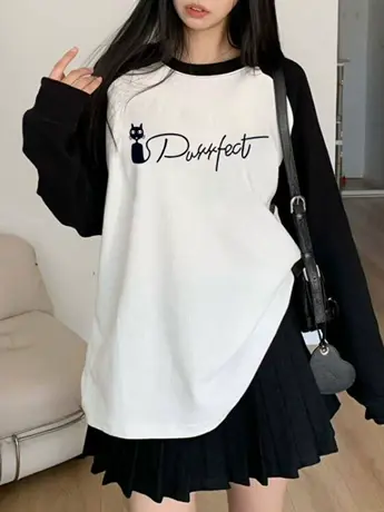 仿棉长袖t恤女2023新款欧货春秋装冬季洋气内搭打底衫插肩袖上衣商品大图