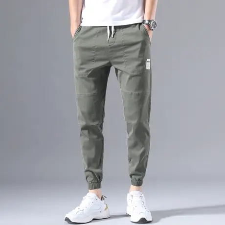 夏季哈伦老爹裤抽绳束脚男士休闲裤九分裤子宽松青少年学生春秋款图片