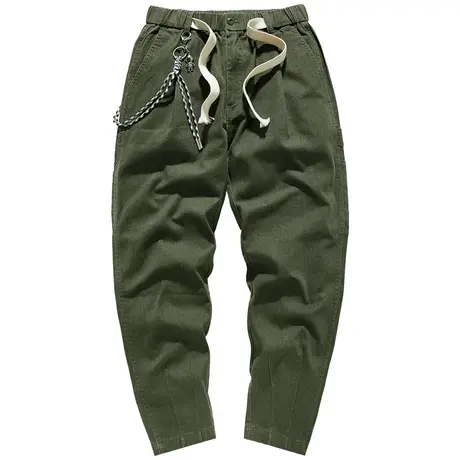 VIP织带休闲裤男士春秋薄款直筒宽松阔腿裤日系复古垂感工装长裤图片