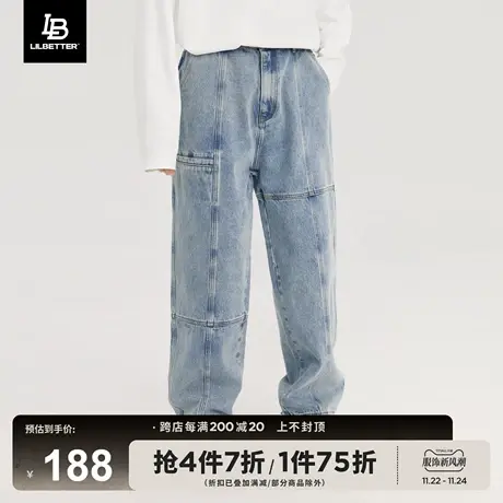 Lilbetter牛仔裤男冬季2024新款潮流裤子百搭直筒裤美式复古长裤商品大图