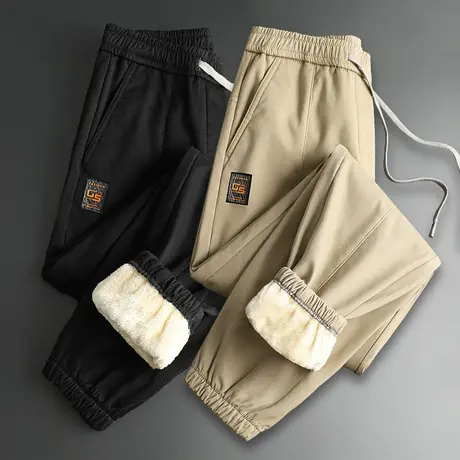 冬季羊羔绒加绒加厚运动工装休闲裤子男裤秋冬款冬裤保暖外穿棉裤商品大图