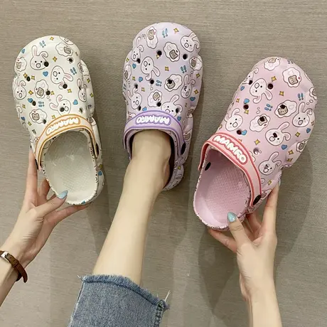 洞洞鞋女ins潮包头夏防滑厚底沙滩可爱2024年新款护士凉拖鞋外穿商品大图