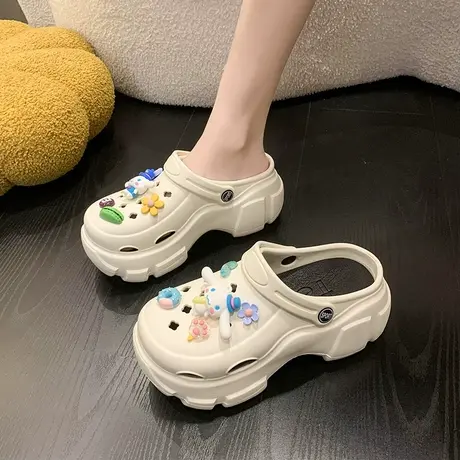 高跟洞洞鞋女夏季外穿卡通可爱大耳狗厚底增高包头两穿沙滩凉拖鞋商品大图