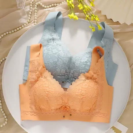 内衣女无痕美背收副乳防下垂小胸聚拢上托无钢圈宽带背心式文胸罩图片