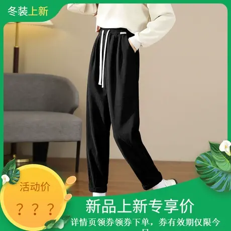 时尚气质加绒保暖休闲裤女士2023年冬季新款显瘦通勤自然腰裤子商品大图