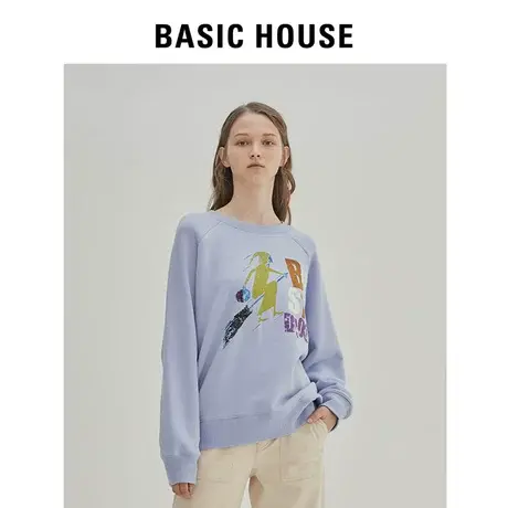Basic House/百家好冬季明星同款韩版时尚宽松圆领卫衣女HUTS728K图片