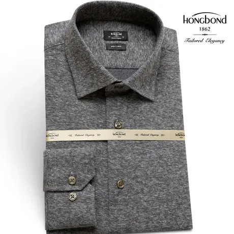 红邦创衣 秋冬法兰绒衬衫暖男磨毛纯棉长袖灰色衬衣舒适厚上班穿图片