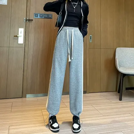 断码清仓运动裤女2024年秋冬新款高腰直筒宽松束脚休闲百搭卫裤潮商品大图
