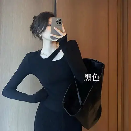 2023秋季新款辣妹纯欲风性感长袖t恤小个子修身打底衫女内搭上衣商品大图