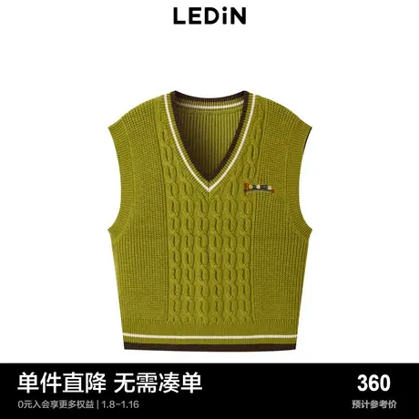 【商场同款】乐町秋冬V领撞色无袖叠穿坎肩背心C2EFD4126图片