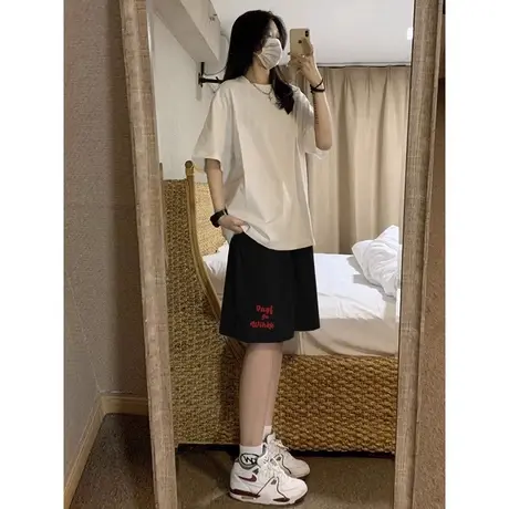 五分短裤女夏季薄款2023新款美式复古阔腿裤外穿宽松休闲运动裤子图片