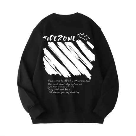 Ohlyah斑马线斜边涂鸦字母印花卫衣男23秋新款潮牌美式青少年外套图片