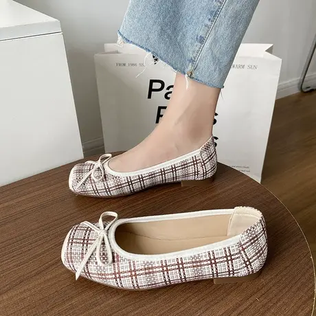 平底单鞋女2024年新款女鞋春季晚晚鞋方头浅口配裙子汉服鞋子女款图片