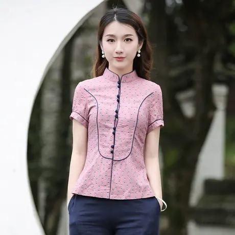 筠雅唐装中国风女装旗袍式上衣茶服佛系女装年轻款民国风中式女装图片