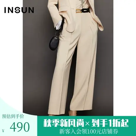 恩裳春秋季设计师联名款都市摩登醋酸莱赛尔阔腿西裤长裤图片