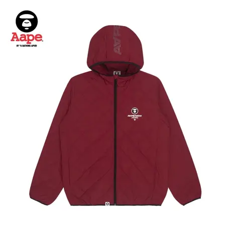 Aape旗舰店男装秋冬字母印花猿颜徽章绗缝连帽轻暖羽绒服7472XXH图片