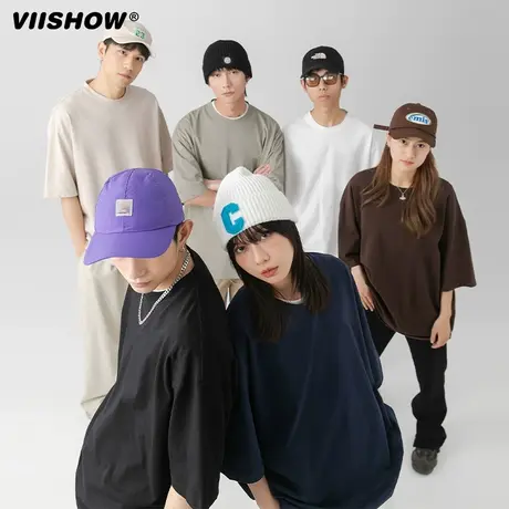 VIISHOW纯棉男士短袖t恤内搭圆领宽松衣服夏季潮流纯色半袖男装商品大图