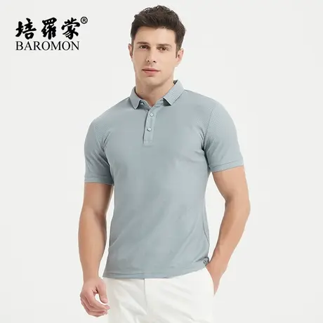 BAROMON/培罗蒙夏装男士休闲短袖t恤衫棉薄款透气商务翻领polo衫图片