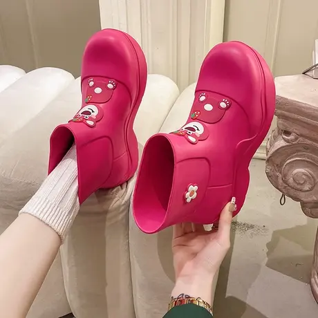 新款雨鞋女款洋气可爱水鞋网红时尚日系短筒防滑雨靴厚底防水胶鞋商品大图