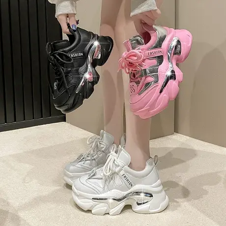 老爹鞋女款街拍时尚松糕厚底2024年新款春秋小个子增高复古运动鞋图片