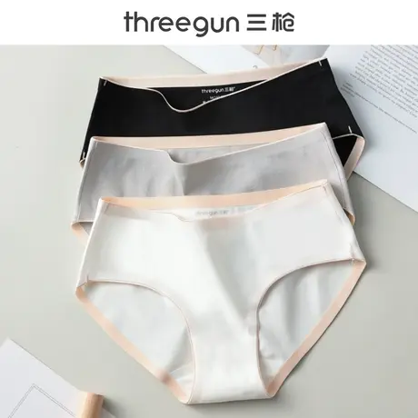 三枪纯棉内裤女2023年新秋冬抑菌裆中腰包臀不夹裆黑白灰三角短裤商品大图