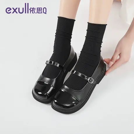 依思q玛丽珍女鞋子春季新款学院风配裙子软底圆头一字扣带小皮鞋图片