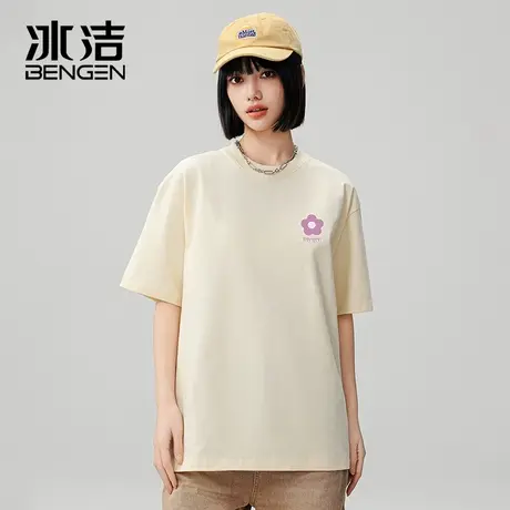 冰洁情侣装重磅纯棉质感短袖t恤女夏季2024新款日系遮肉百搭上衣商品大图