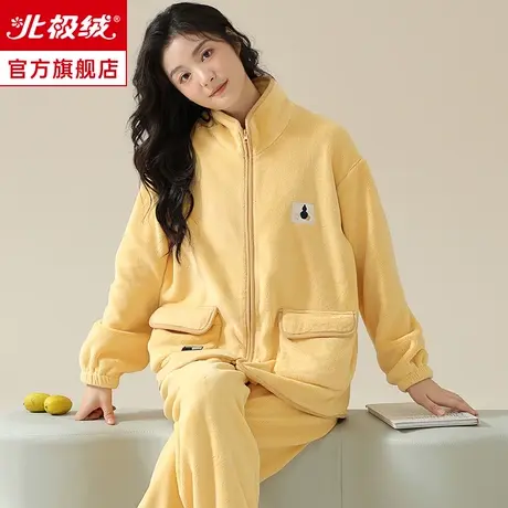 珊瑚绒睡衣女秋冬款2023新款睡衣可外穿加绒加厚女士家居服套装商品大图