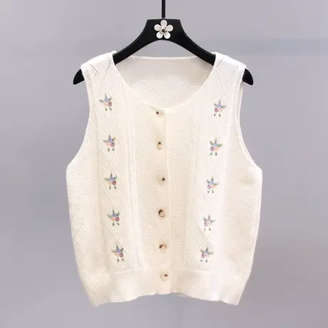 小清新刺绣针织马甲女夏季2023新款日系学院风洋气外搭背心上衣图片