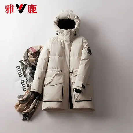 雅鹿连帽小个子羽绒服女短款2022冬季新款时尚保暖加厚外套高端潮商品大图