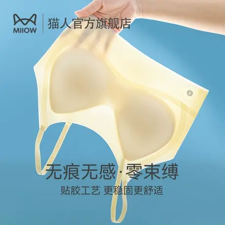 猫人夏季薄款小胸聚拢显大内衣女无钢圈收副乳无痕美背性感文胸罩图片