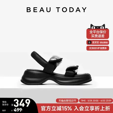 BeauToday厚底罗马凉鞋女夏沙滩凉鞋女增高时装凉鞋BT一字带凉鞋图片