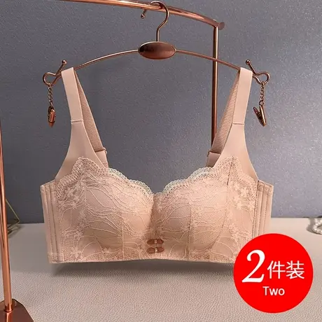 内衣女小胸聚拢夏蕾丝无钢圈文胸中厚1.5cm收副乳性感胸罩四排扣商品大图