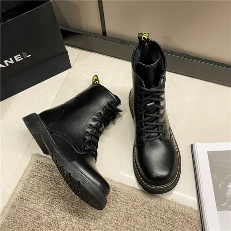 显脚小厚底马丁靴女2023年新款夏季英伦风瘦瘦靴百搭短靴春秋单靴图片