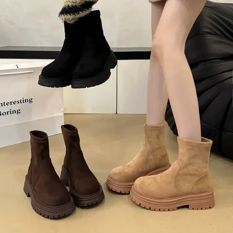 厚底增高短靴女2025新款秋季小个子百搭时尚马丁靴英伦风气质靴子商品大图