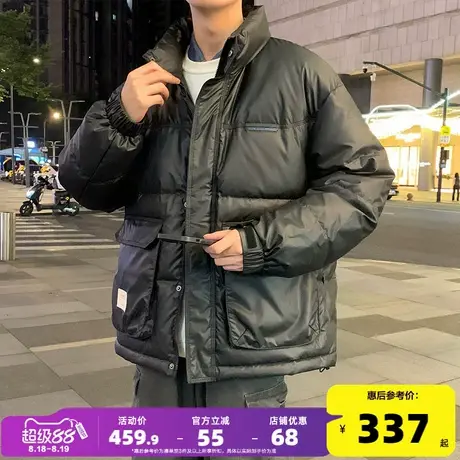 唐狮2024冬新款男立领仿皮立体口袋短款羽绒服防风保暖厚外套潮流图片