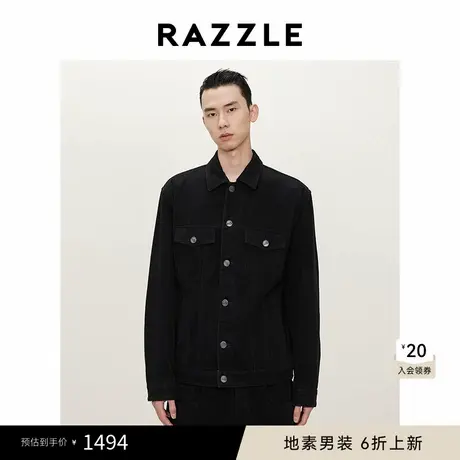 RAZZLE地素 男装黑色2025春季雪尼尔牛仔棉服图片