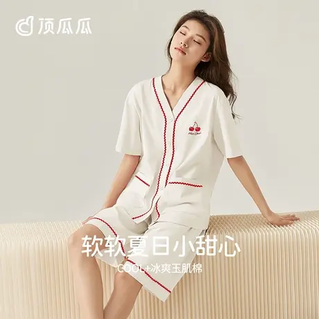 【玉肌棉】睡衣女夏天纯棉顶瓜瓜短袖可外穿家居服套装女款夏季商品大图