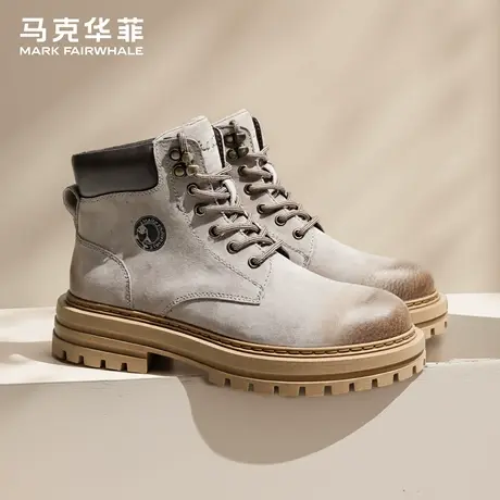 马克华菲男鞋马丁靴2025秋季新款美式复古短靴增高户外高帮工装靴商品大图