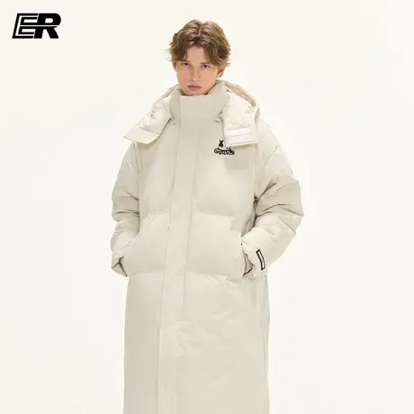 【明星同款】ER基础中长款过膝羽绒服男2025冬季保暖90白鸭绒外套商品大图