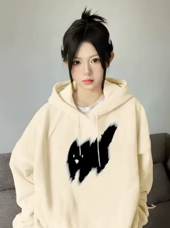 加绒连帽卫衣女秋冬2023春秋新款爆款oversize慵懒风小个子上衣女商品大图