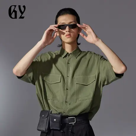 雅戈尔奥莱 GY男装夏季双袋设计舒适亲肤男士短袖衬衫商品大图