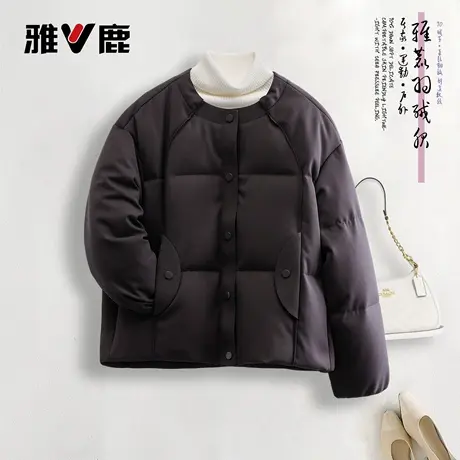 雅鹿2025冬季新款官方女装休闲好看灰色短款防寒保暖正品羽绒服商品大图