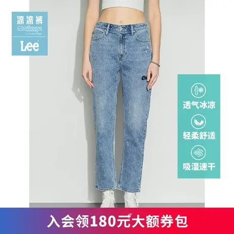 Lee商场同款101+精玉透凉标准高腰422中蓝色女牛仔裤LWB1004226US图片