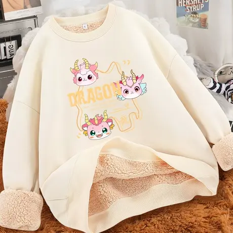 圆领卫衣女秋冬羊羔绒2023冬季女装新款加绒加厚小个子冬款厚外套商品大图