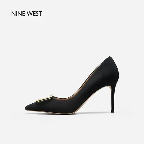Nine West/玖熙反绒钻扣宴会高跟鞋气质春新款千金风浅口尖头单鞋图片