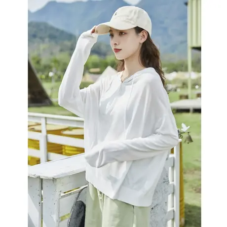 唐狮薄款防晒外套女夏新款空调衫上衣短款针织连帽白色罩衫图片