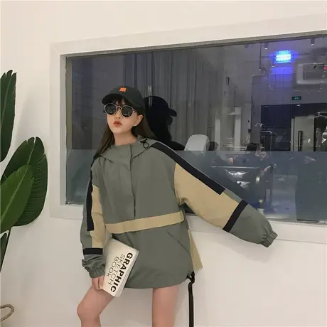 2023春季新款外套女韩版宽松学生港风短款工装原宿风bf男女卫衣潮商品大图